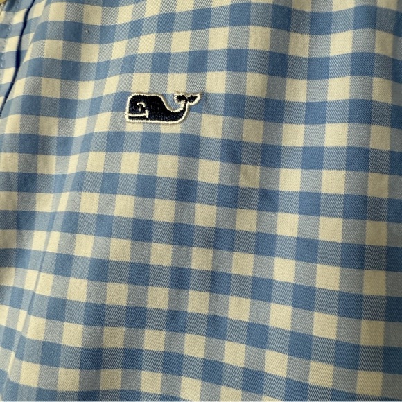 Vineyard Vines Boy’s Performance Blue Gingham Long Sleeve Button-Up Shirt 16 L - Picture 8 of 10